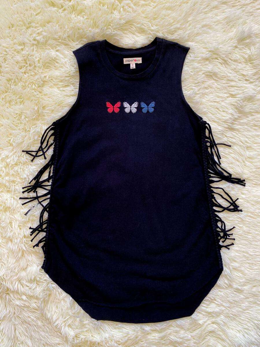Paper Flower-Paper Flower Butterfly Fringe Tank-Whoopsie Daisy