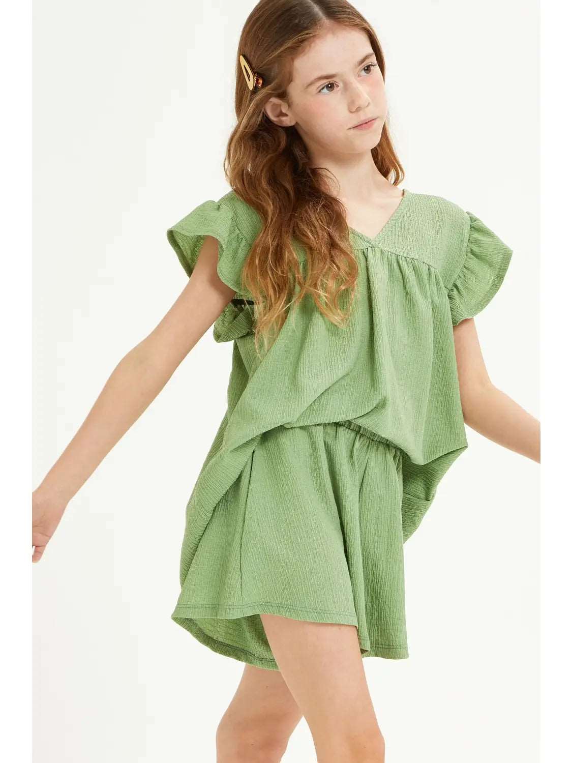 Good Girl-Good Girl Crinckle Olive Short Set-Whoopsie Daisy