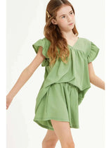 Good Girl-Good Girl Crinckle Olive Short Set-Whoopsie Daisy