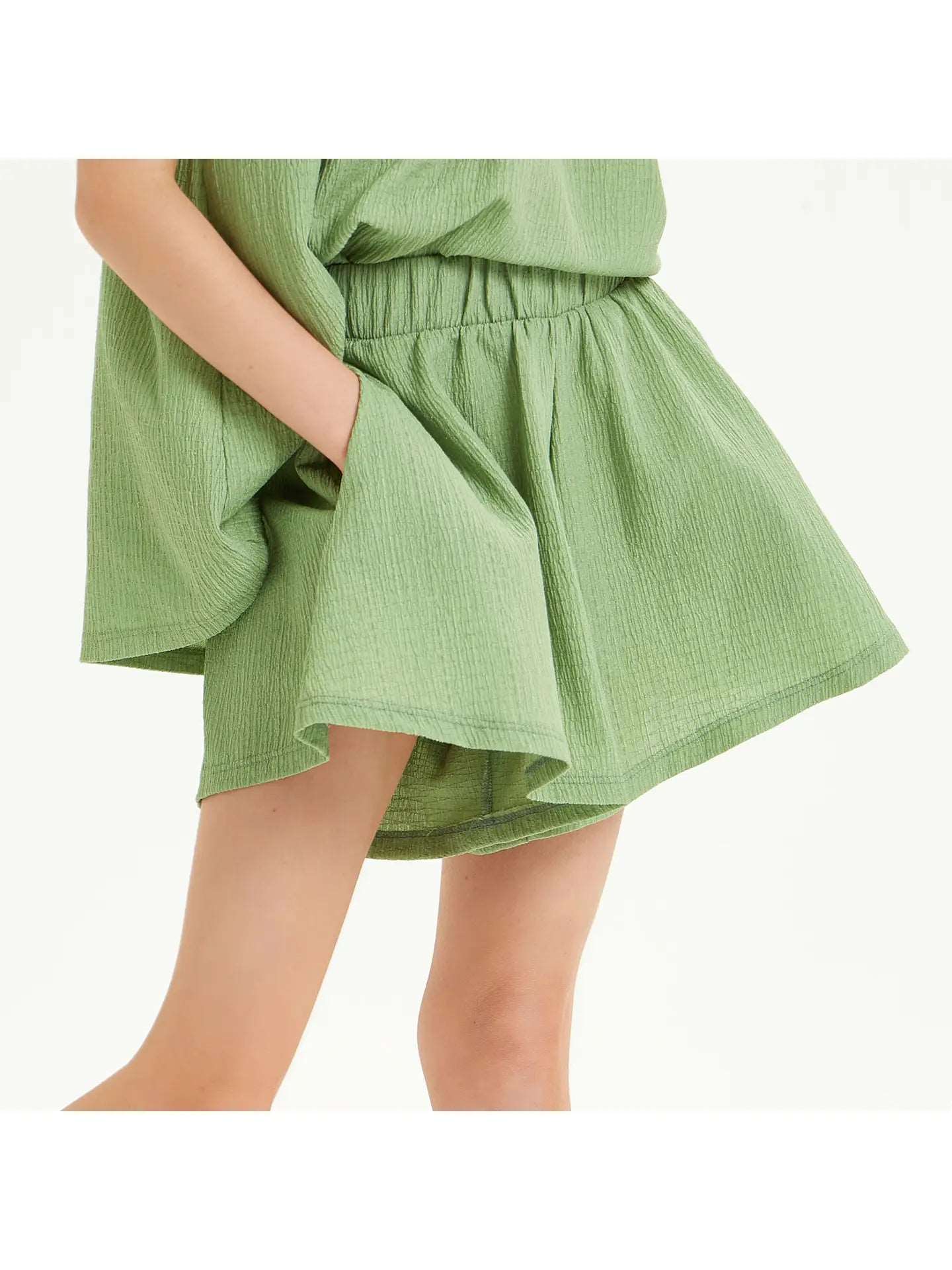 Good Girl-Good Girl Crinckle Olive Short Set-Whoopsie Daisy