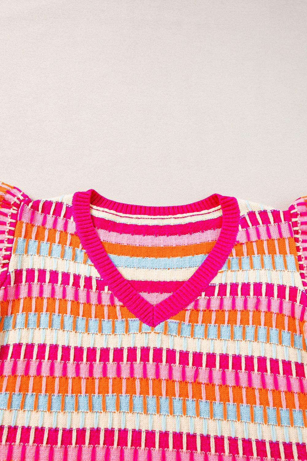 V-Neck Cap Sleeve Knit Top