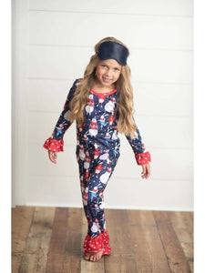 adorable sweetness-Adorable Sweetness Navy Snowman Pajama Set-Whoopsie Daisy