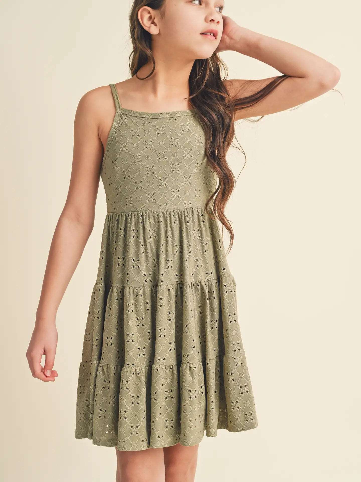 Heart & Arrow-Heart & Arrow Tiered Eyelet Dress-Whoopsie Daisy