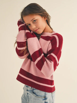 Heart & Arrow Pink and Berry Stripe Sweater