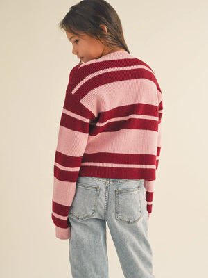 Heart & Arrow Pink and Berry Stripe Sweater