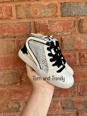 Torn & Trendy Kids Silver and Gold high Tops
