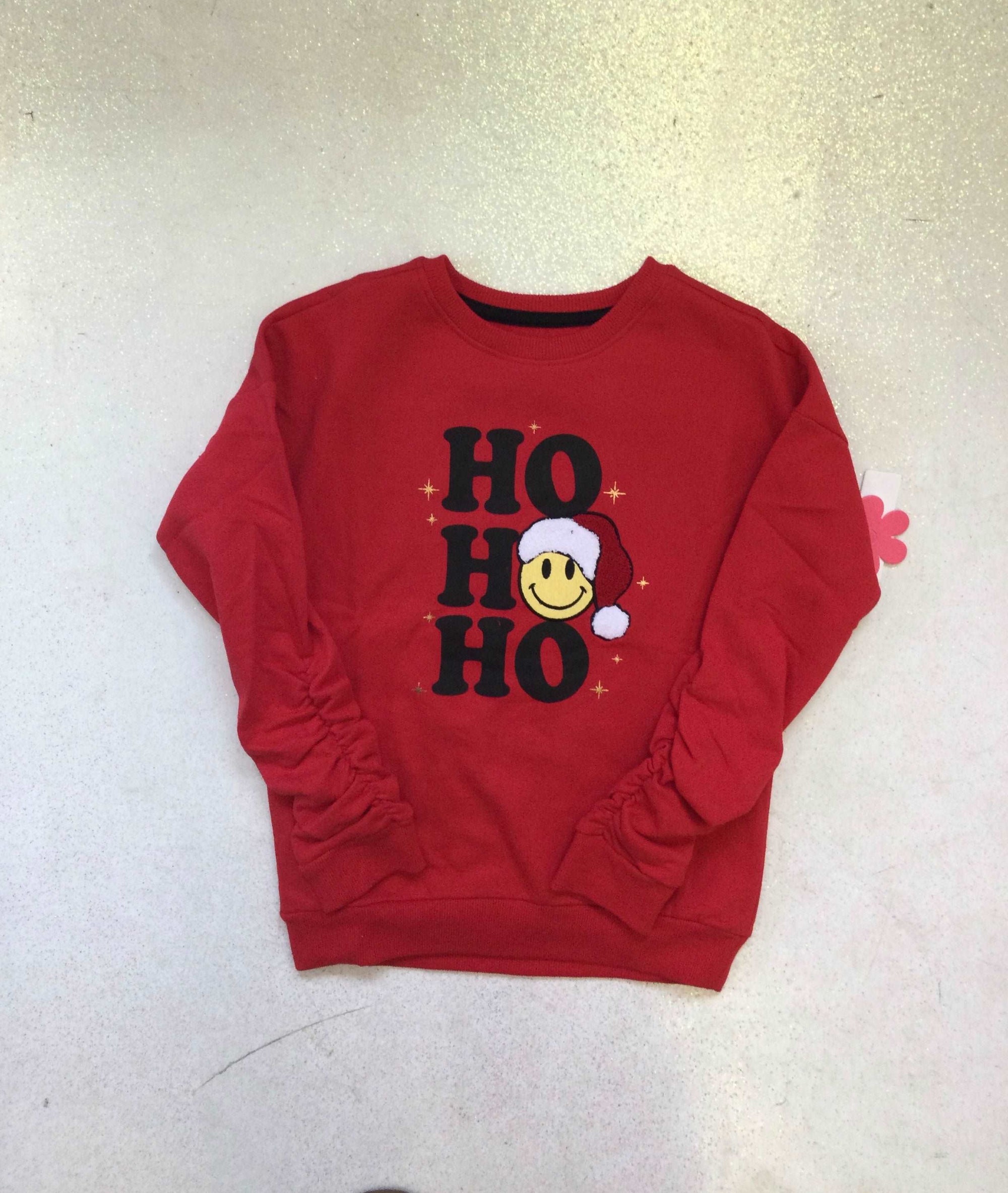 Paper Flower-Paper Flower Smiley Santa hat Sweatshirt-Whoopsie Daisy