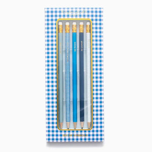 Taylor Elliot Designs Blue Gingham Pencil Set