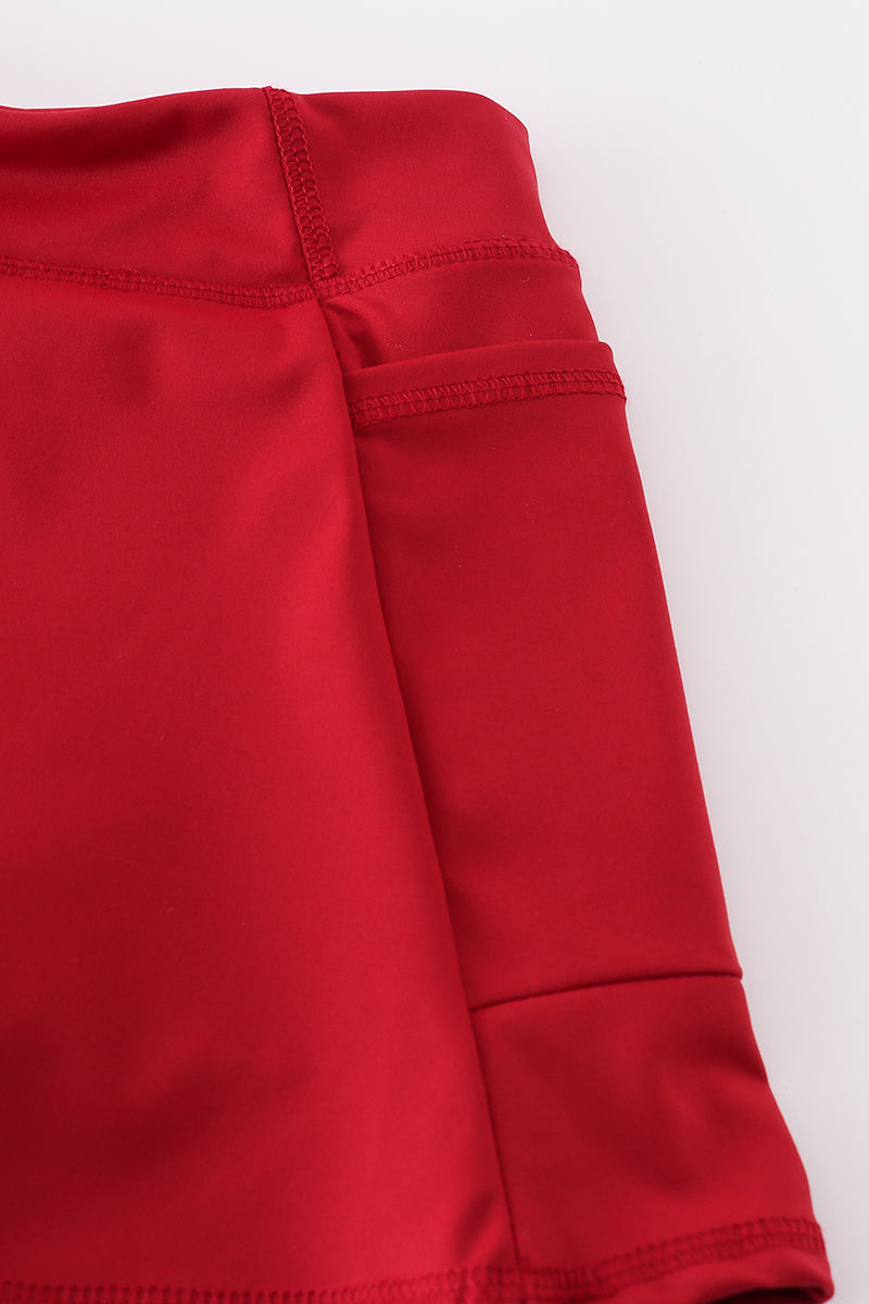 Red active sporty yoga girl skirt (skirt has build in liner)