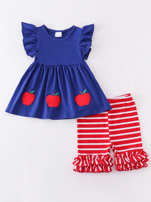 Honeydew Blue Apple Tunic & Stripe Short Set