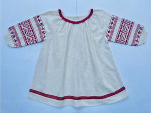 Larili Linen and Red Embroidery Dress