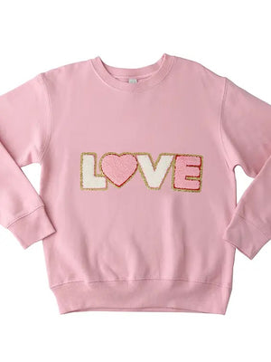 Sparkle Sister Chenille Patch Love Sweatshirt