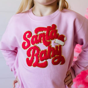 Sweet Wink Santa Baby Patchwork Sweatshirt