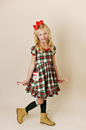 Swoon Baby Perfectly Plaid Embroidery Pocket Dress
