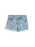 Tractr Flower Embroidery Frayed Denim Short