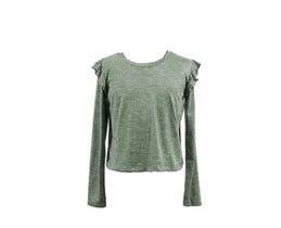Paper Crane-Paper Crane Olive Ruffle Shoulder Top-Whoopsie Daisy