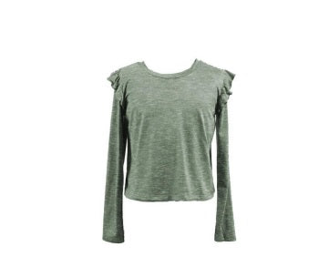 Paper Crane-Paper Crane Olive Ruffle Shoulder Top-Whoopsie Daisy
