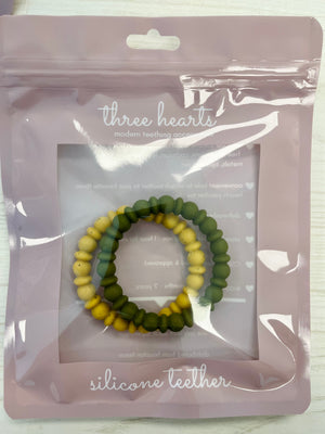 Three Hearts Modern Teething bracelet Set